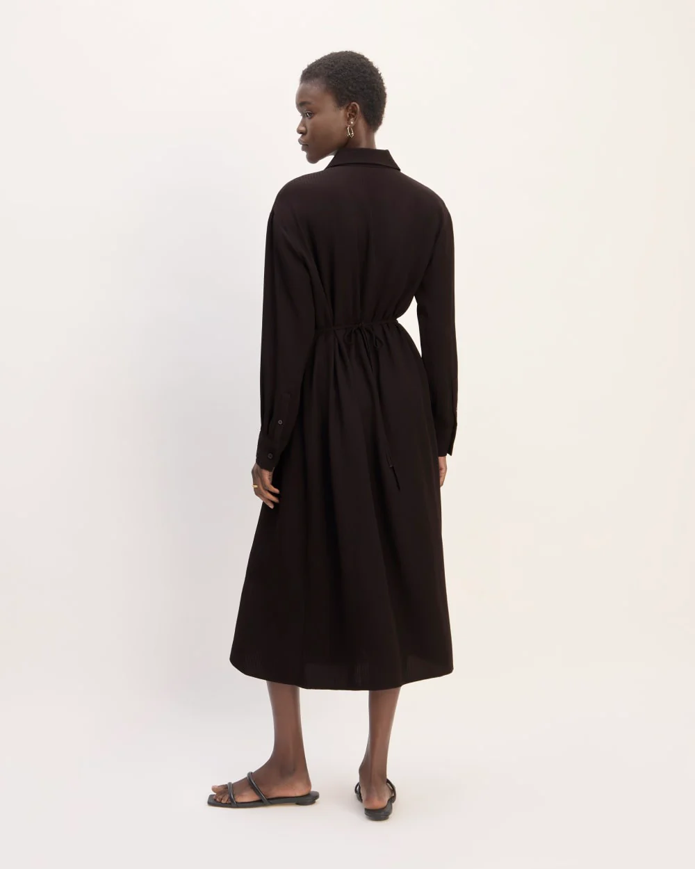 The Mini Jacquard Stripe Shirt Dress | Black - Image 6