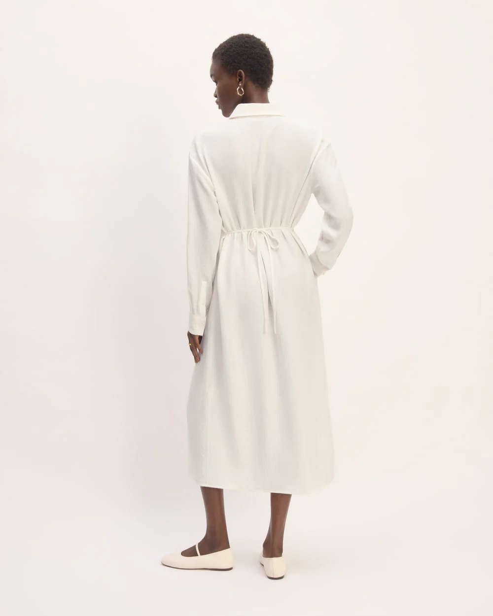 The Mini Jacquard Stripe Shirt Dress | Bone - Image 6