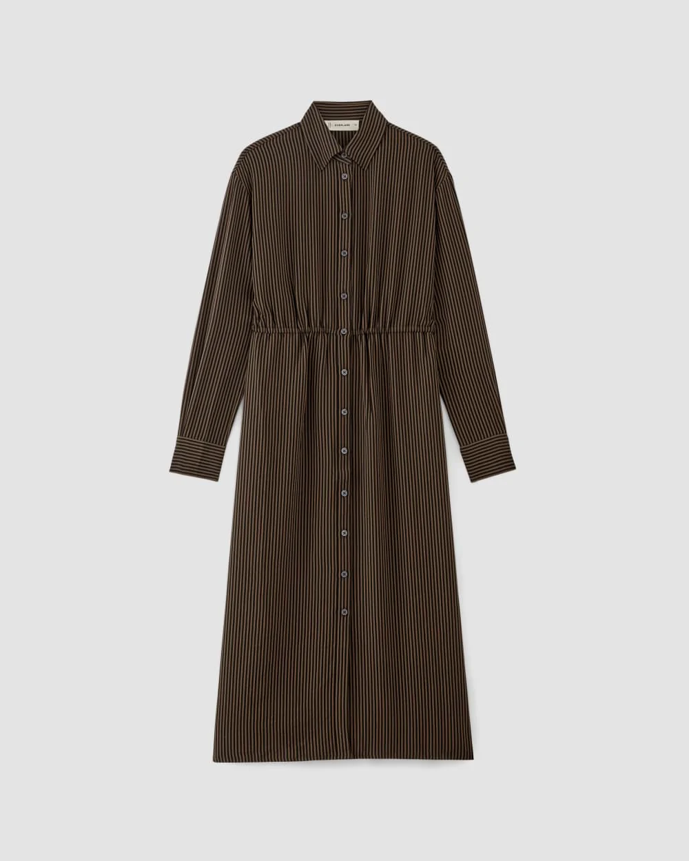 The Mini Jacquard Stripe Shirt Dress | Cocoa / Black - Image 2