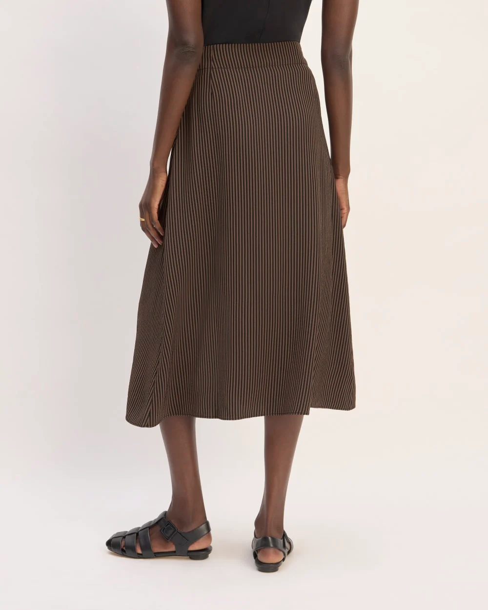 The Mini Jacquard Stripe Slip Skirt | Cocoa / Black - Image 6