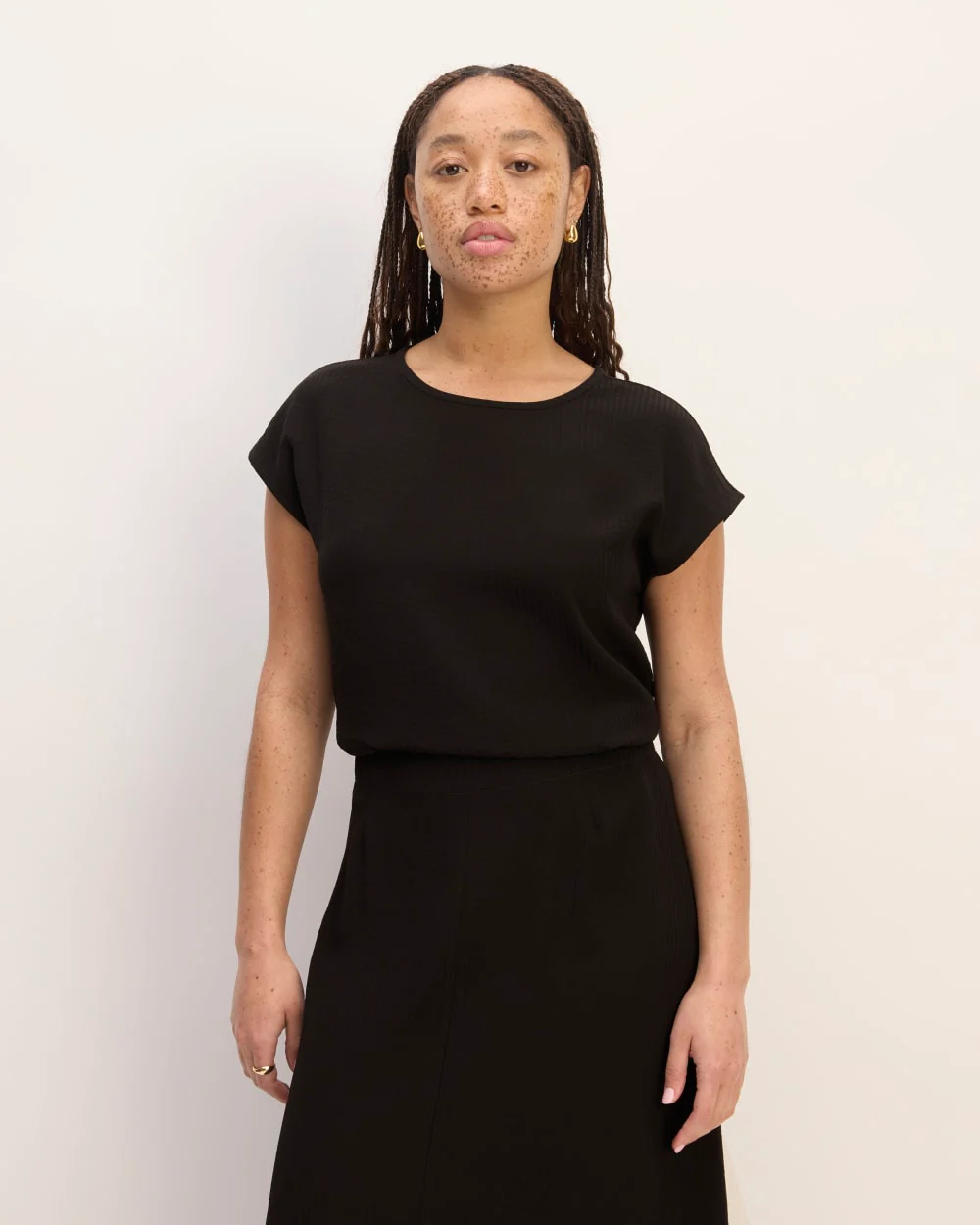 The Mini Jacquard Stripe Top | Black