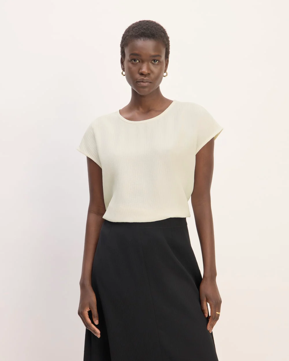 The Mini Jacquard Stripe Top | Bone