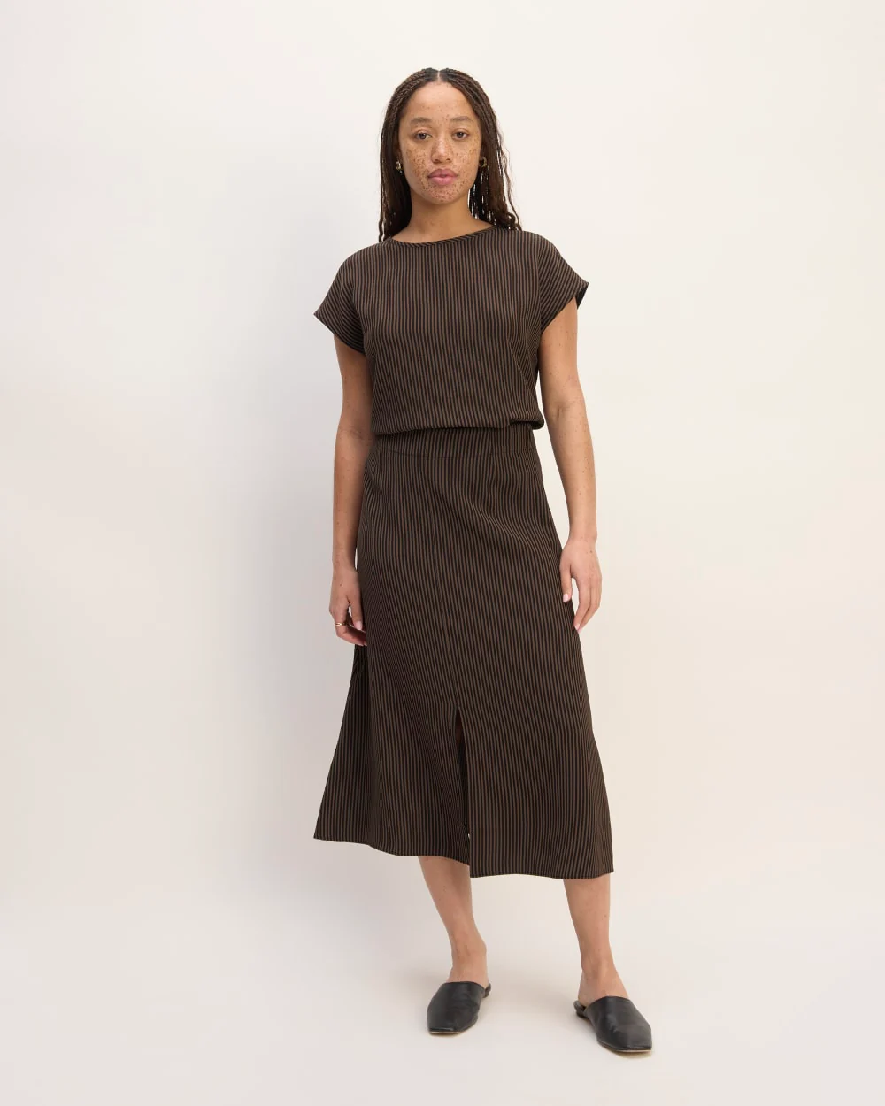 The Mini Jacquard Stripe Top | Cocoa / Black - Image 3