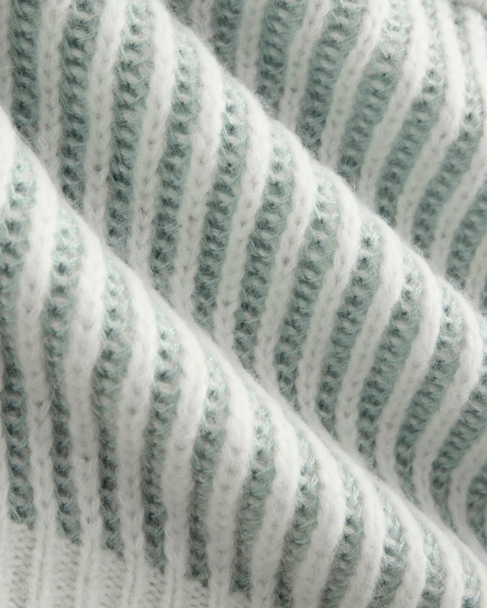 Funnel-Neck Ribbed Henley Sweater | Chalk Blue / Grey Mist Vertical Stripe - Image 7