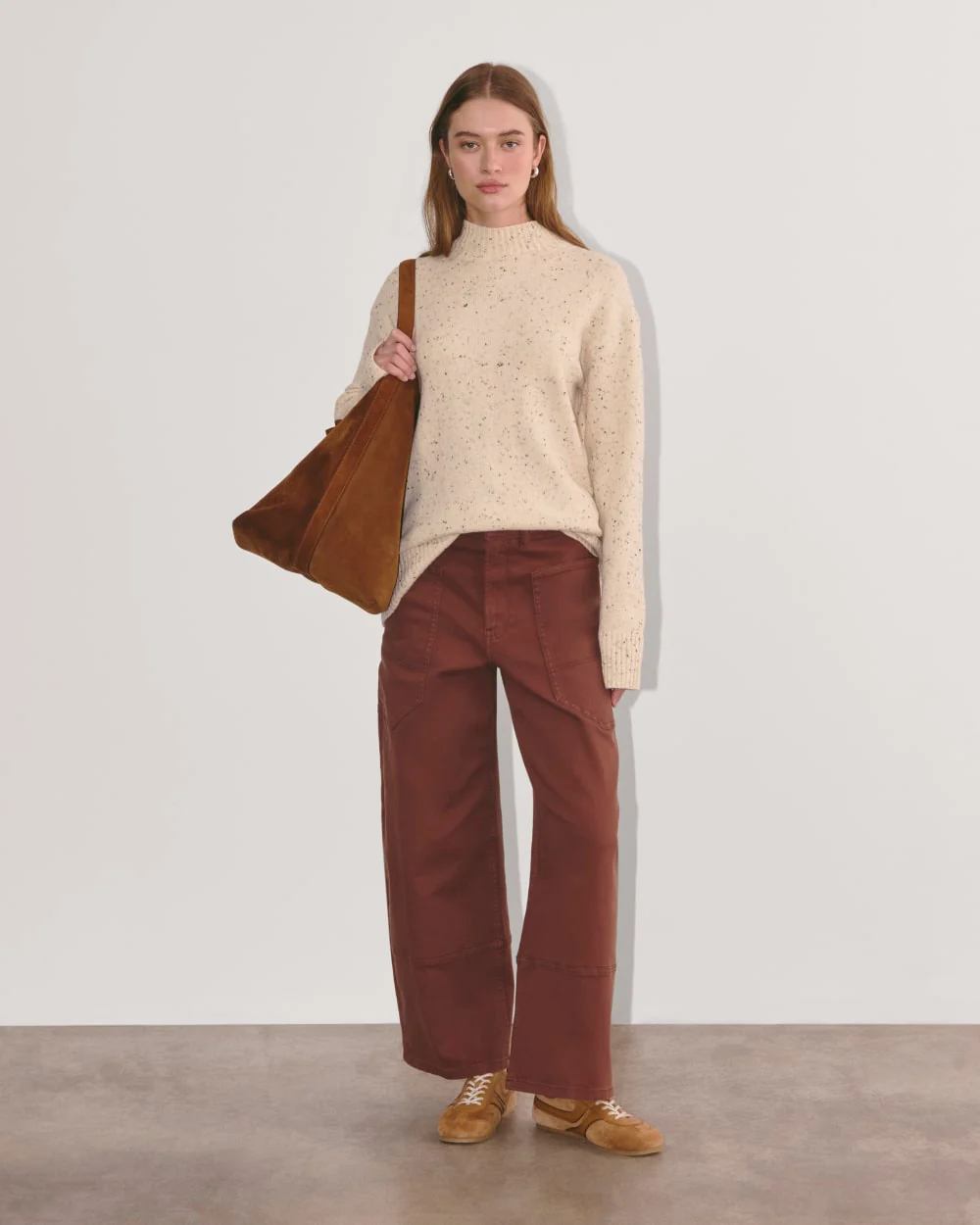 The Mockneck Sweater in Plush Cotton | Cream Confetti - Image 4