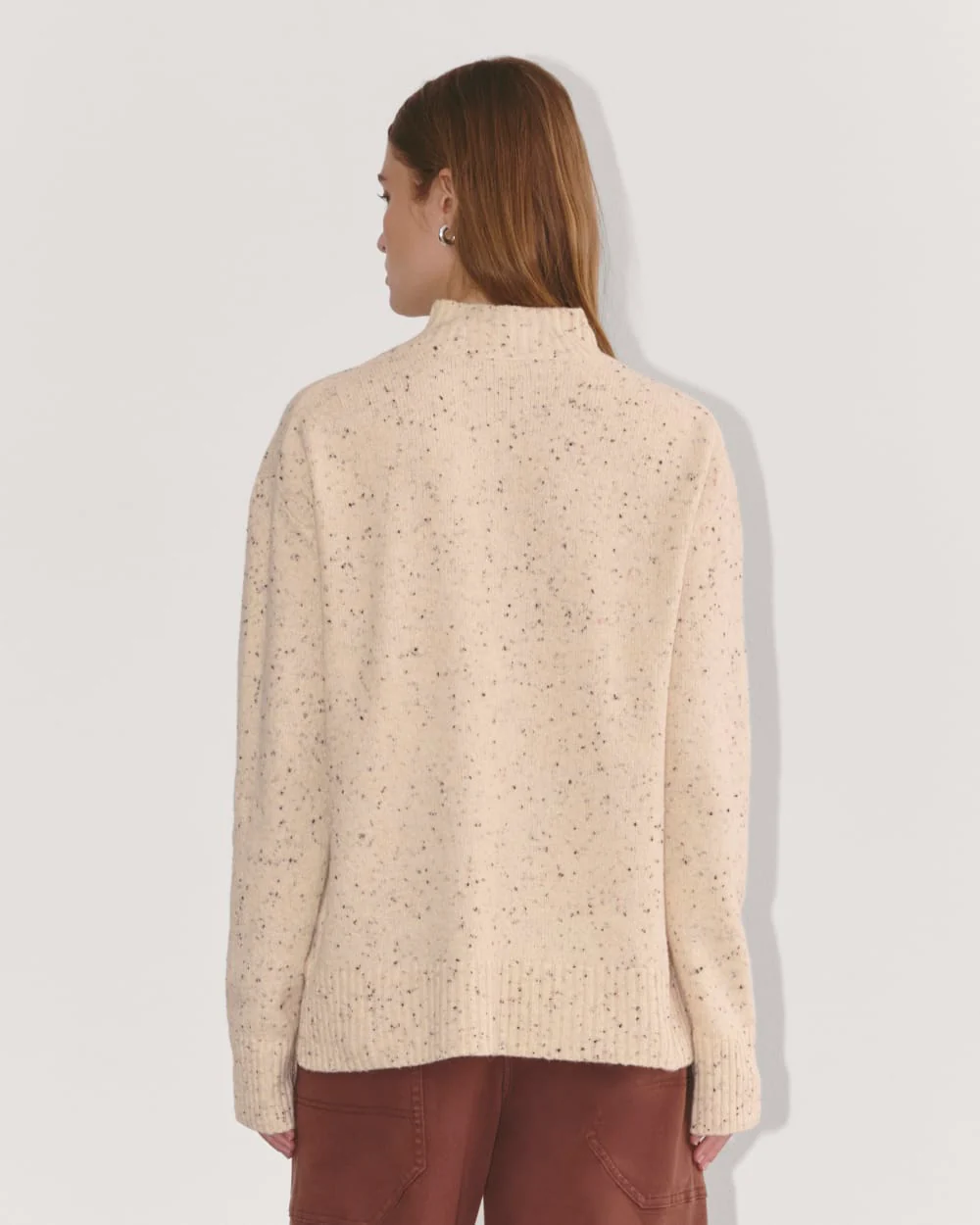 The Mockneck Sweater in Plush Cotton | Cream Confetti - Image 5