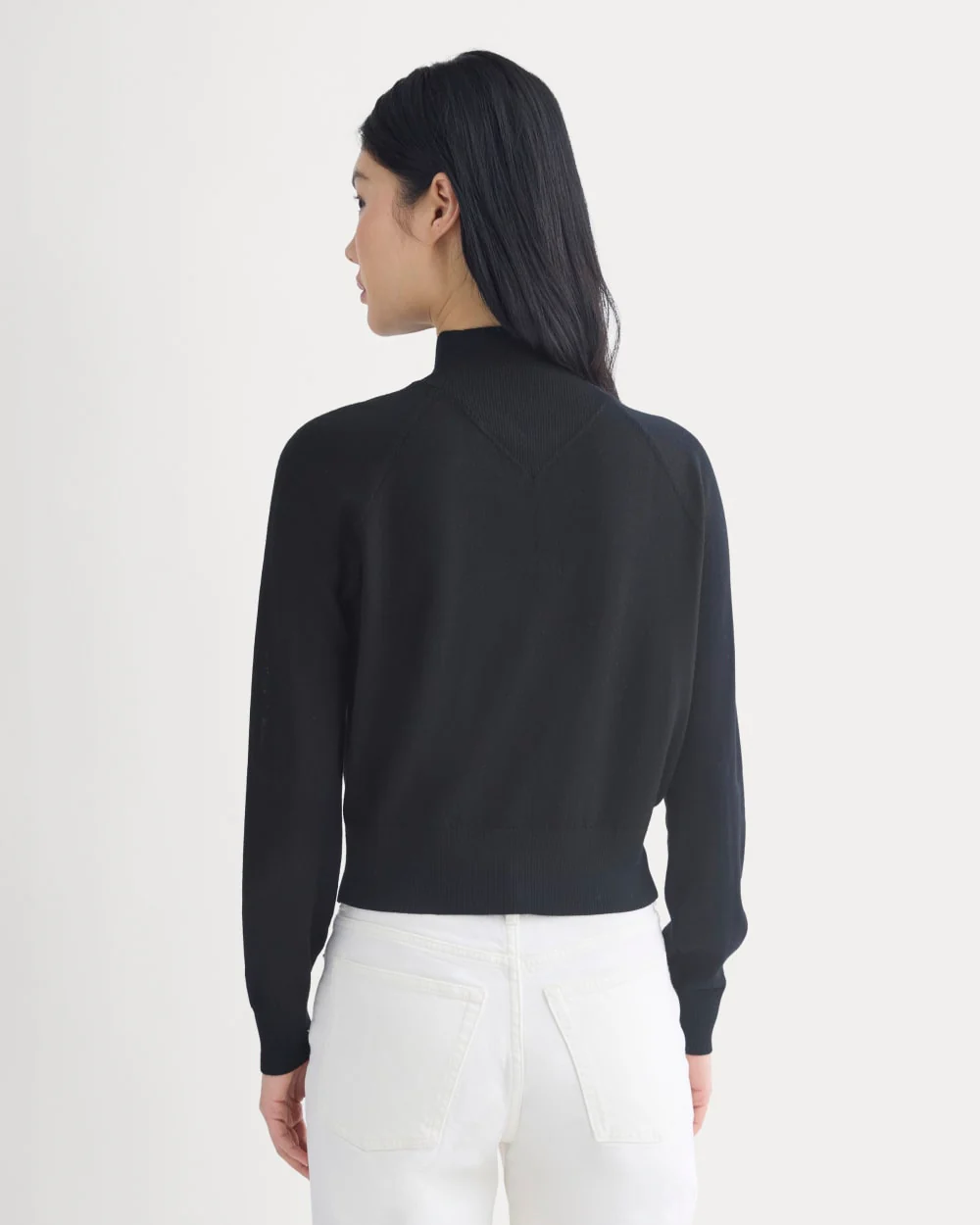 Mockneck Sweater In Ultrafine Merino | Black - Image 5