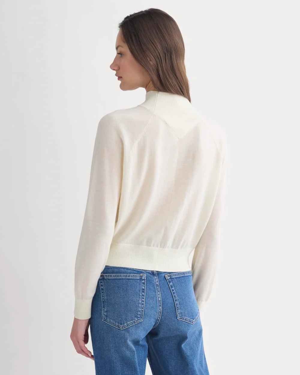 Mockneck Sweater In Ultrafine Merino | Bone - Image 5