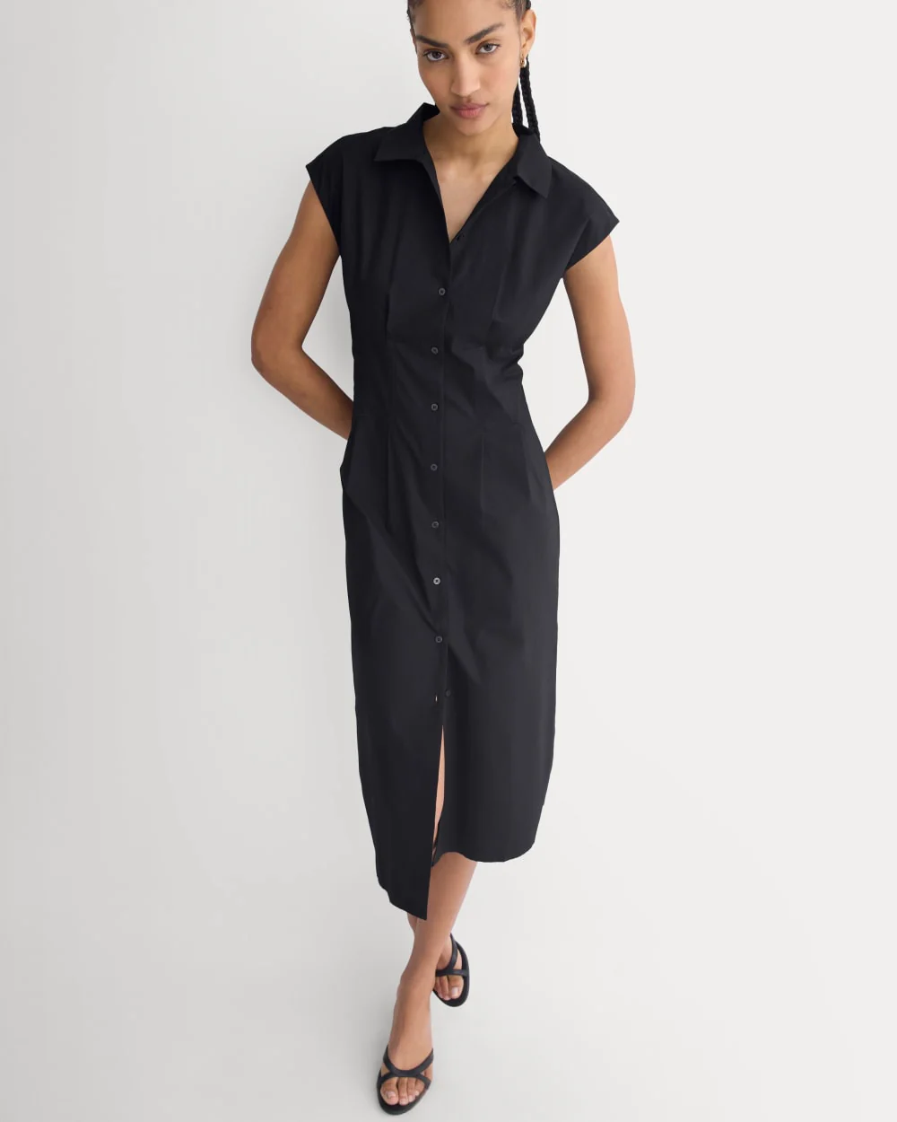 Muscle Shirtdress in Lightweight Cotton | Black - Image 3
