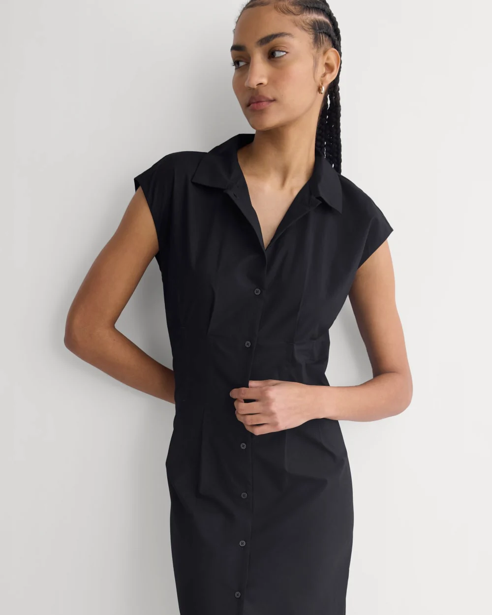 Muscle Shirtdress in Lightweight Cotton | Black - Image 5