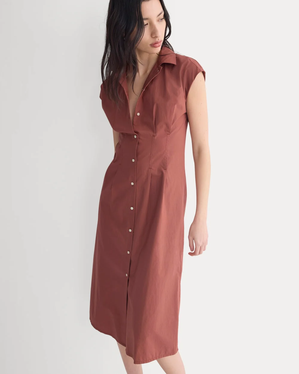 Muscle Shirtdress in Lightweight Cotton | Henna Red - Image 3