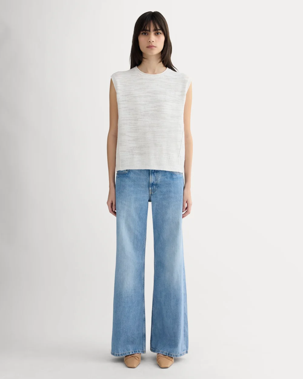 The Muscle Sweater in Cotton Linen | White - Image 3