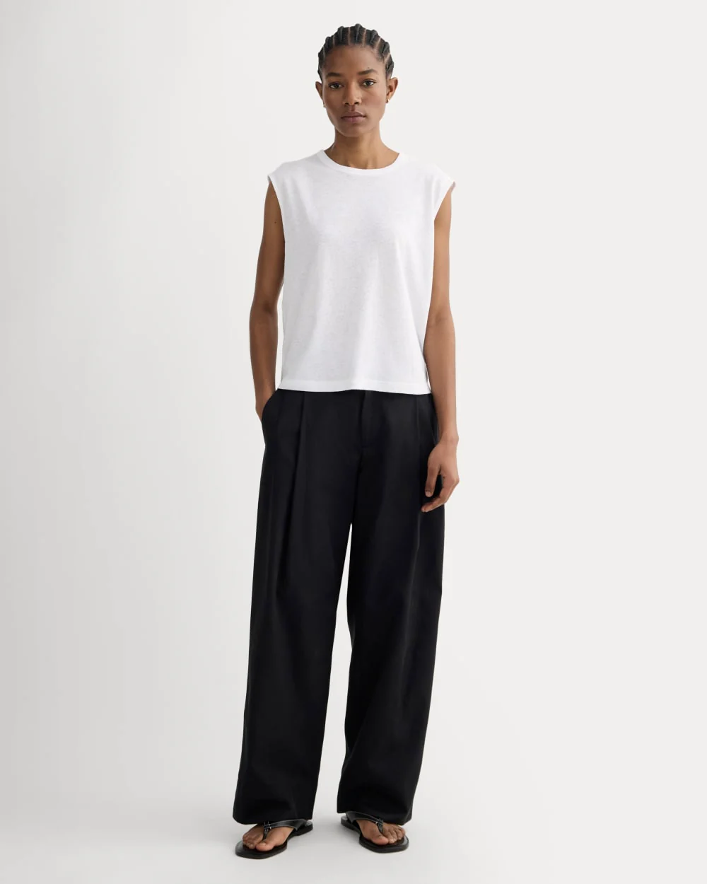 The Muscle Tee in Cotton Linen | White - Image 3