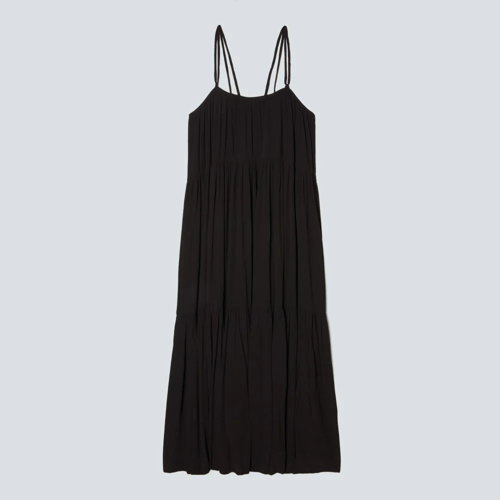 The Naia™ Ripple Tiered Maxi Dress | Black - Image 2