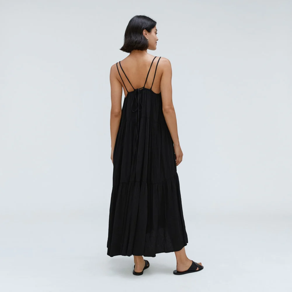 The Naia™ Ripple Tiered Maxi Dress | Black - Image 3