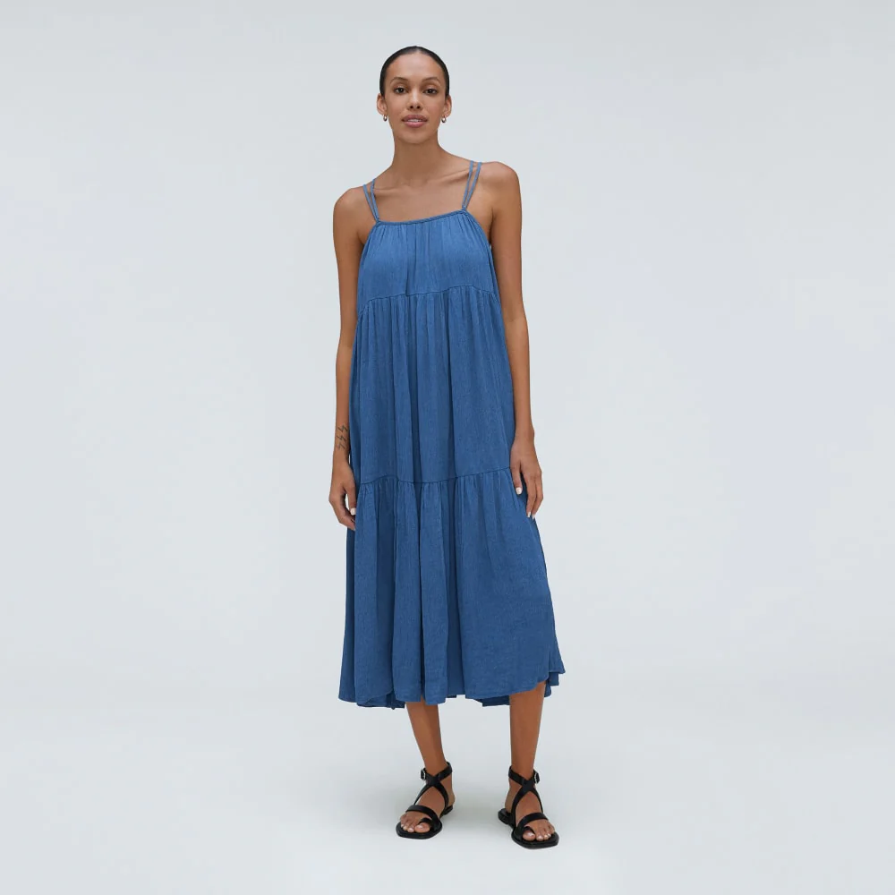 The Naia™ Ripple Tiered Maxi Dress | Deep Blue - Image 2