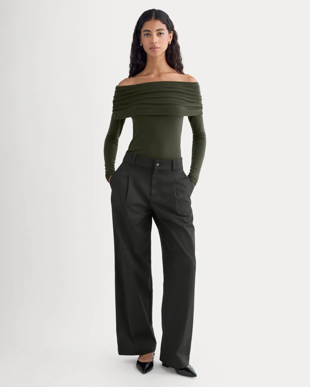 The Off-the-Shoulder Top in Butterluxe | Dark Green - Image 3