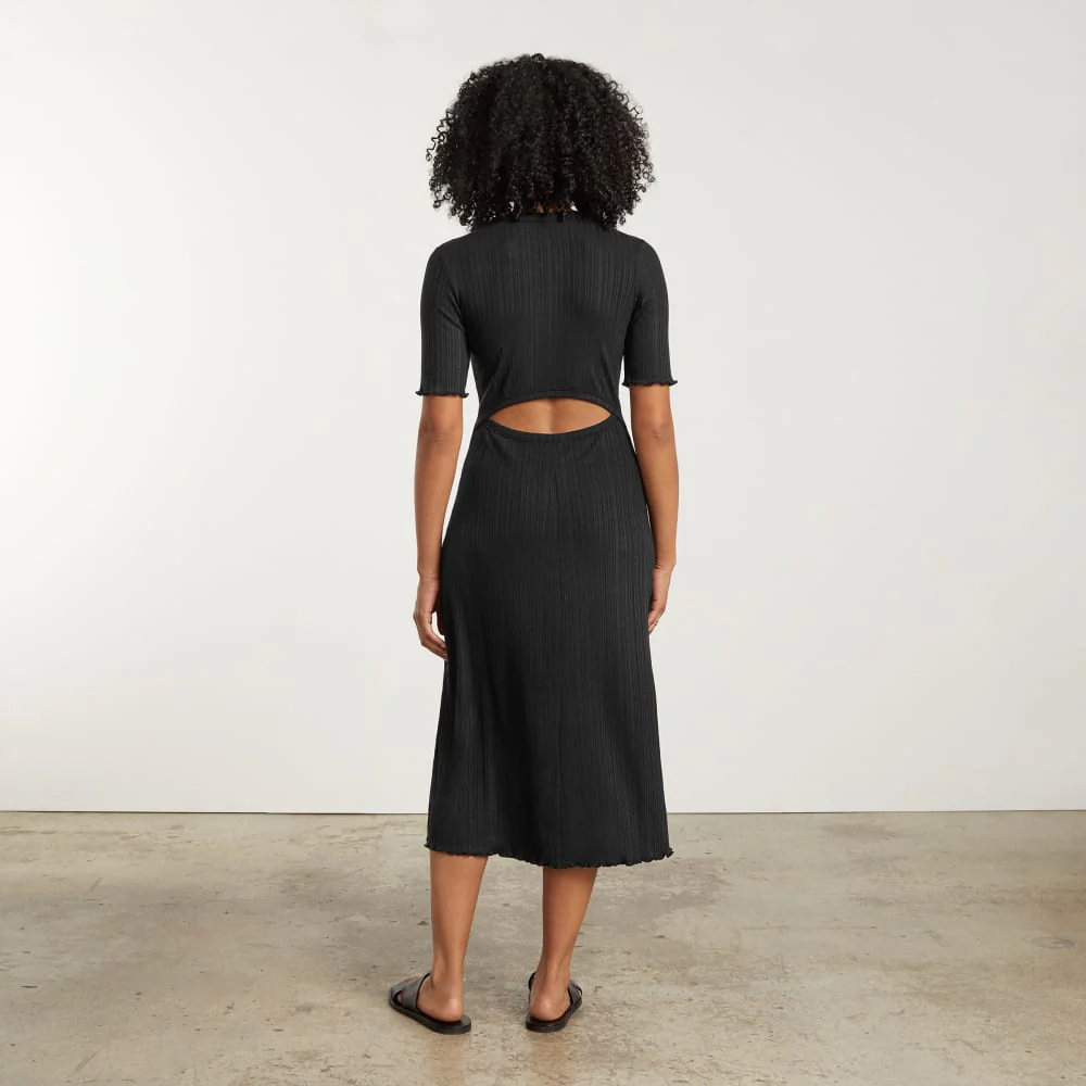 The Open Back Rib Dress | Black - Image 3