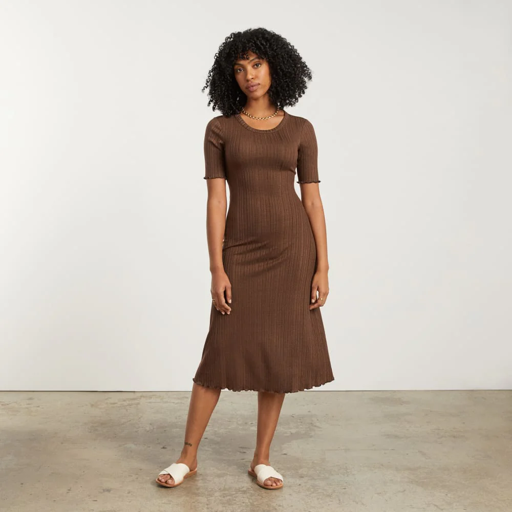 The Open Back Rib Dress | Espresso - Image 2