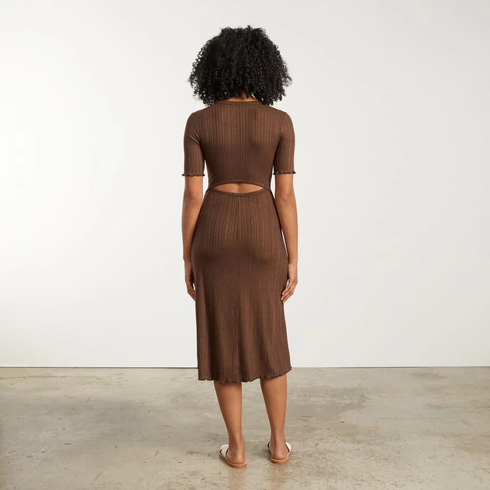 The Open Back Rib Dress | Espresso - Image 3