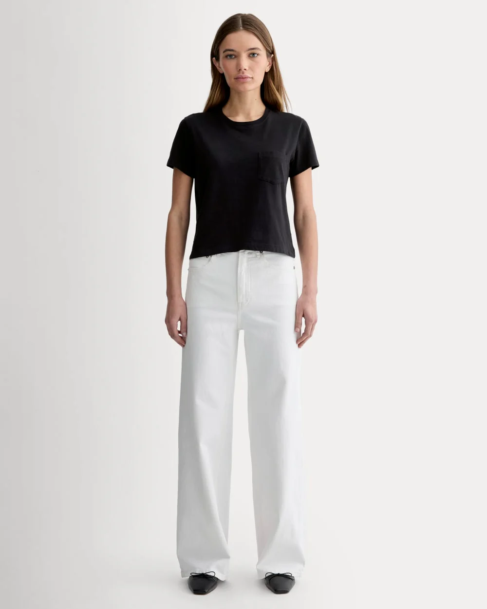 The Box-Cut Tee in Essential Cotton | Black | Pocket - Image 3