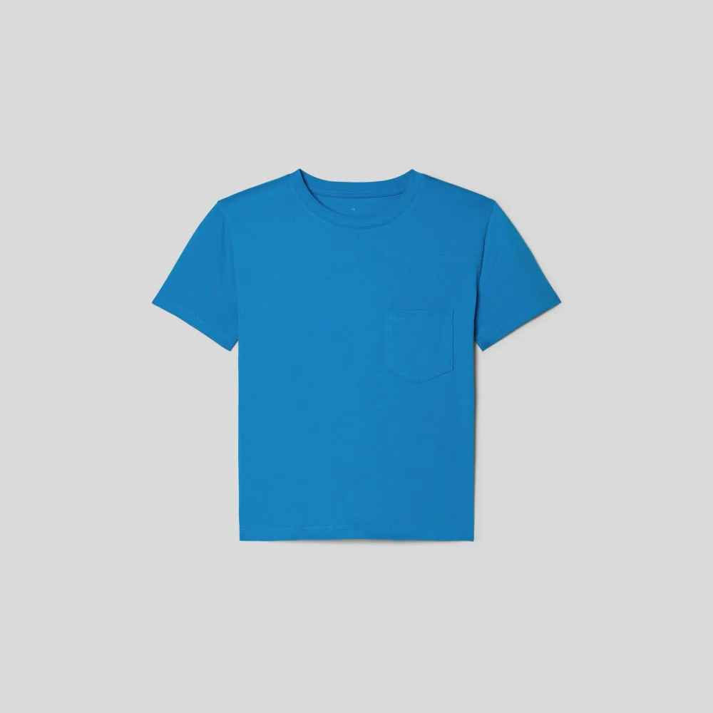 The Box-Cut Tee in Essential Cotton | Brilliant Blue | Pocket - Image 2