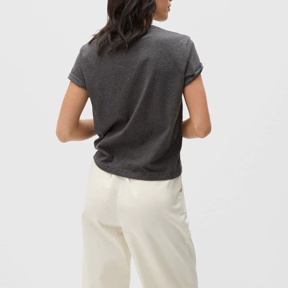 The Box-Cut Tee in Essential Cotton | Charcoal | Pocket - Image 4