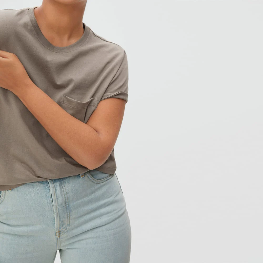 The Box-Cut Tee in Essential Cotton | Clay | Pocket - Image 2