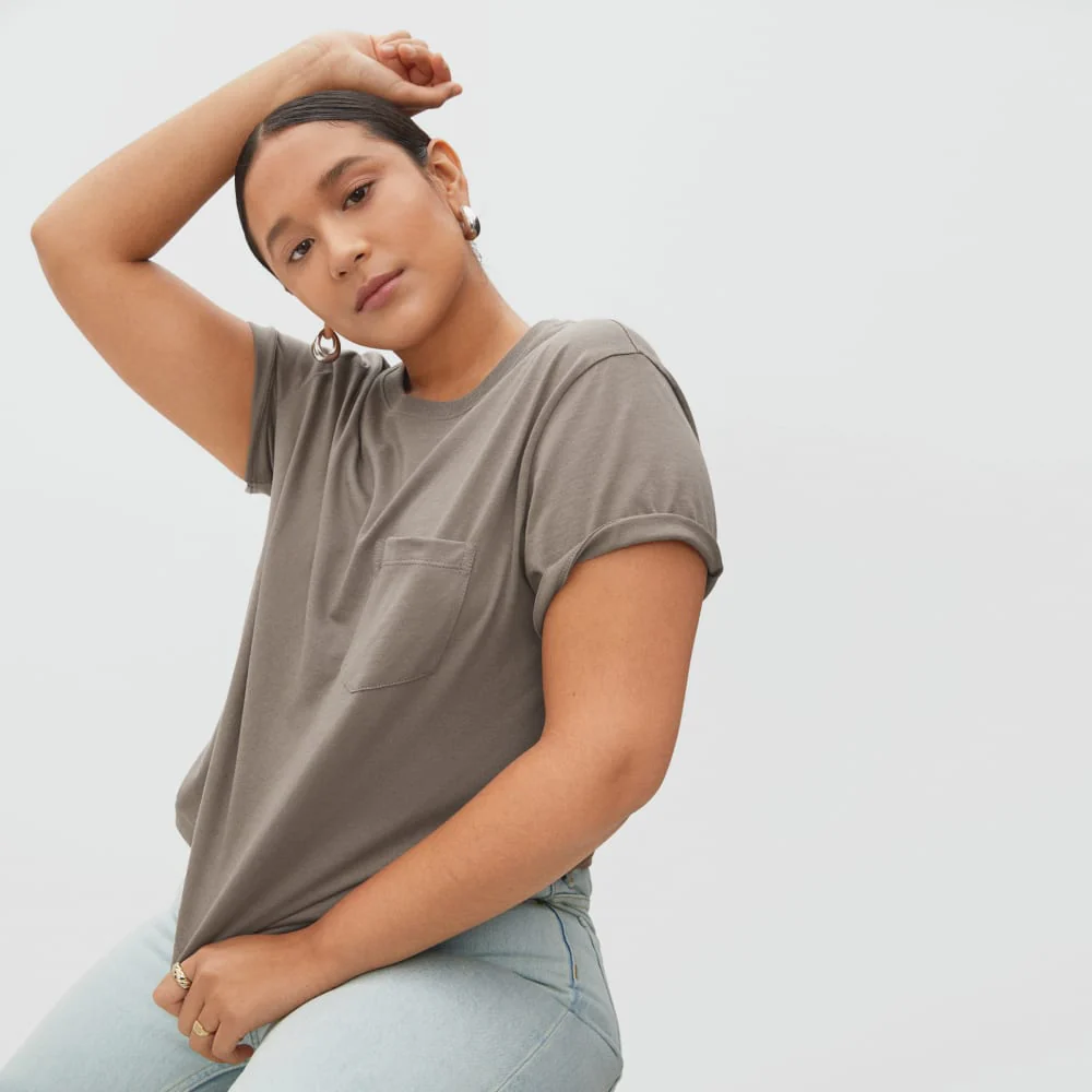 The Box-Cut Tee in Essential Cotton | Clay | Pocket - Image 4