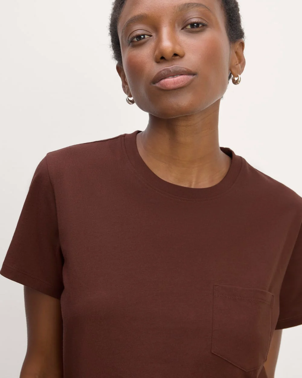 The Box-Cut Tee in Essential Cotton | Dark Mahogany | Pocket - Image 3