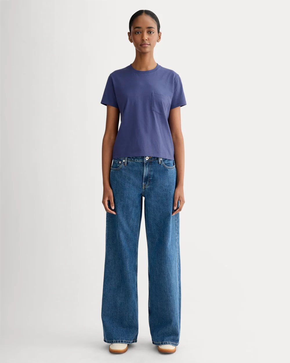 The Box-Cut Tee in Essential Cotton | Deep Cobalt | Pocket - Image 3