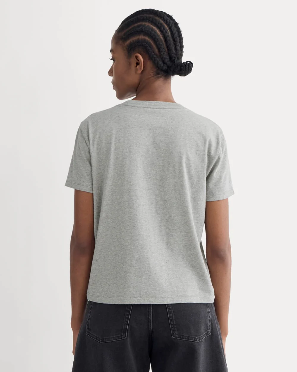 The Box-Cut Tee in Essential Cotton | Heathered Grey | Pocket - Image 4