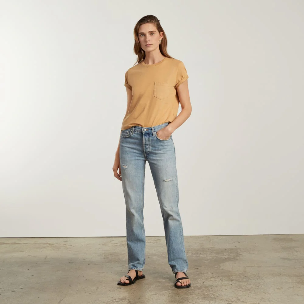 The Box-Cut Tee in Essential Cotton | Iced Coffee | Pocket - Image 4