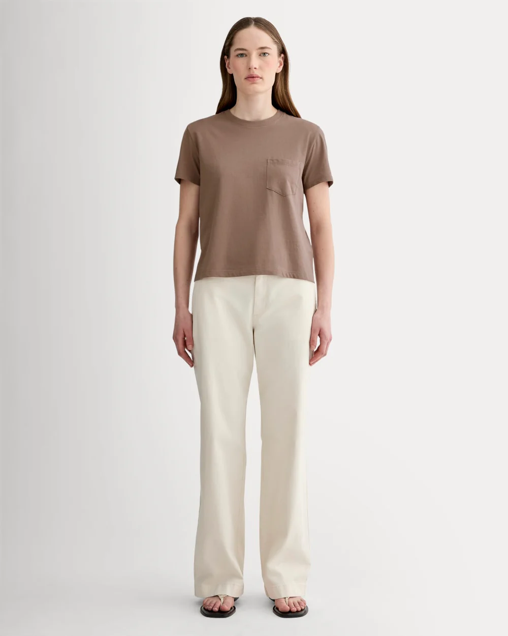 The Box-Cut Tee in Essential Cotton | Mocha | Pocket - Image 3