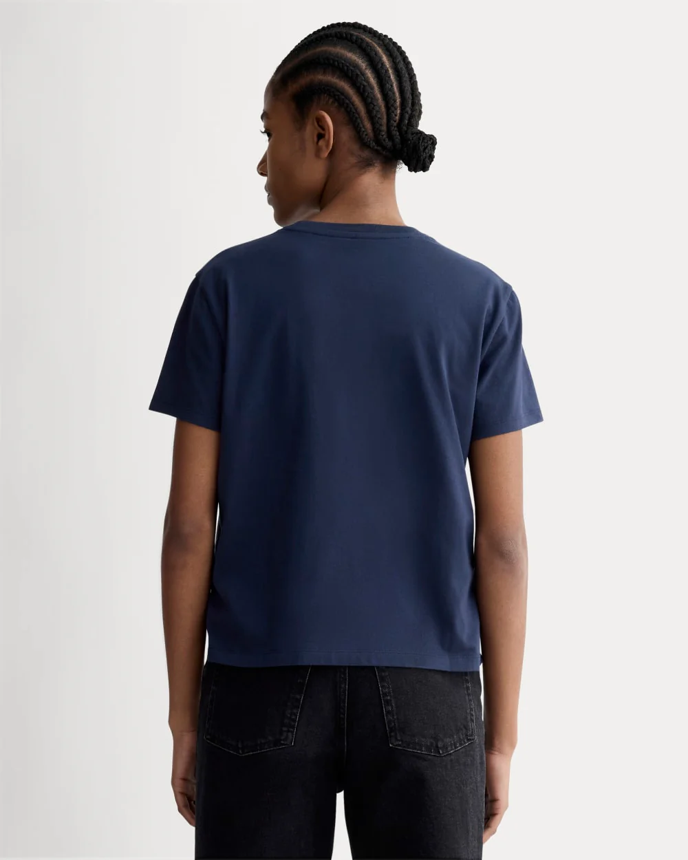 The Box-Cut Tee in Essential Cotton | Navy | Pocket - Image 4