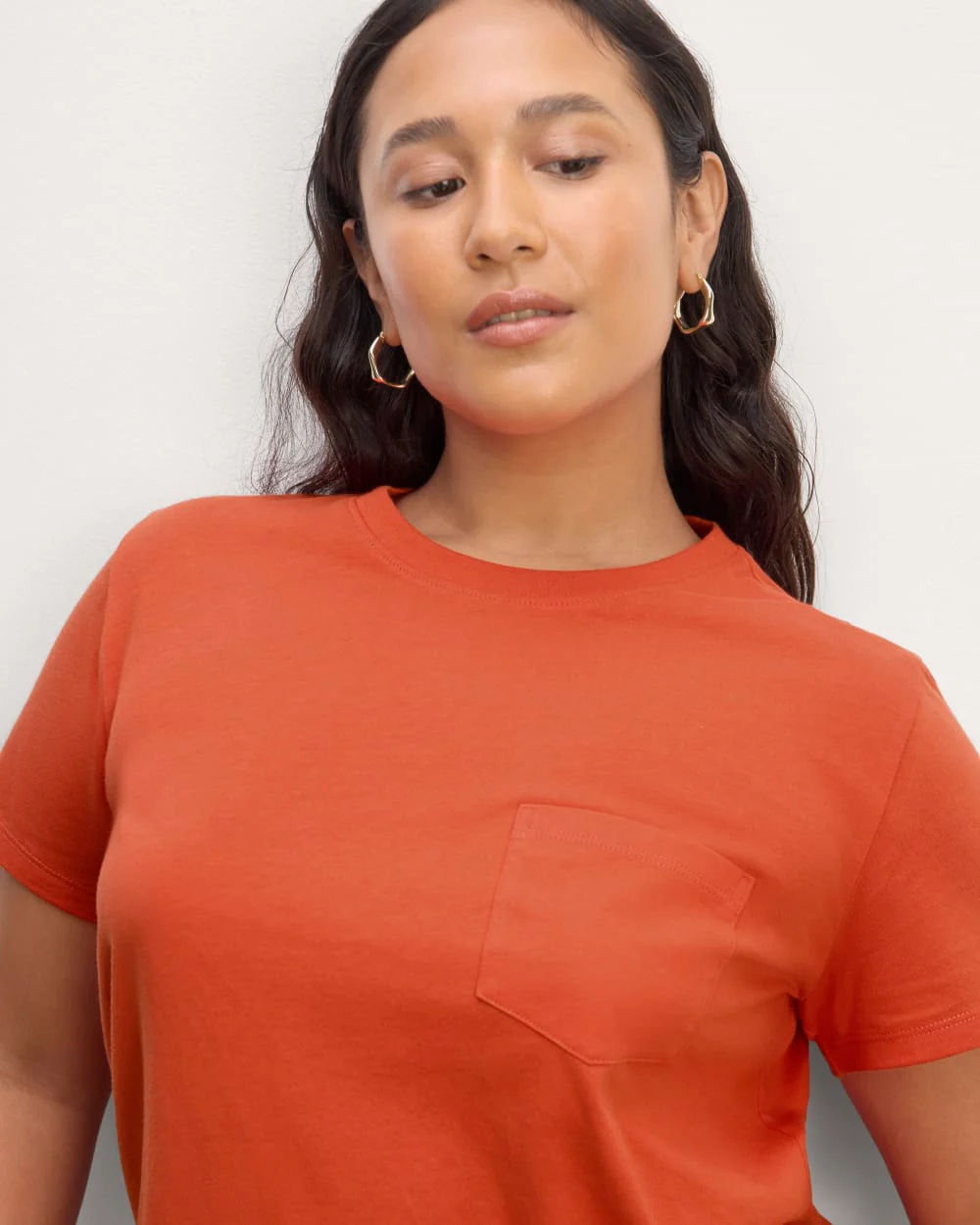 The Box-Cut Tee in Essential Cotton | Poppy Red | Pocket - Image 3