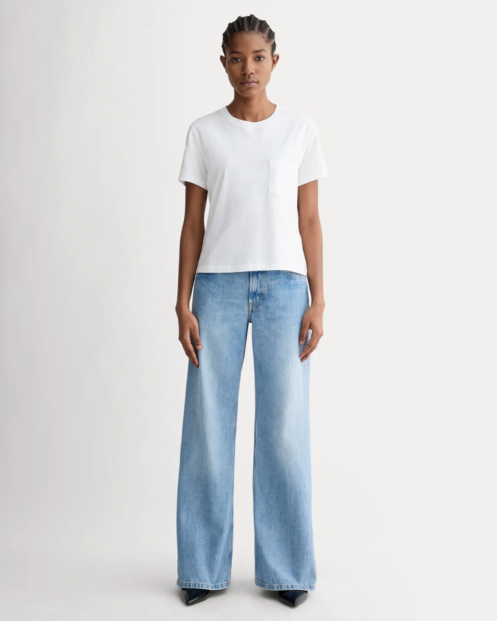 The Box-Cut Tee in Essential Cotton | White | Pocket - Image 3