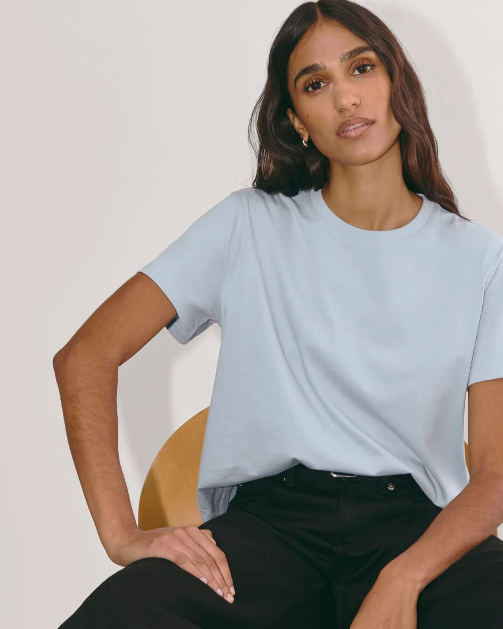 The Box-Cut Tee in Essential Cotton | Blue Slate | No Pocket - Image 4