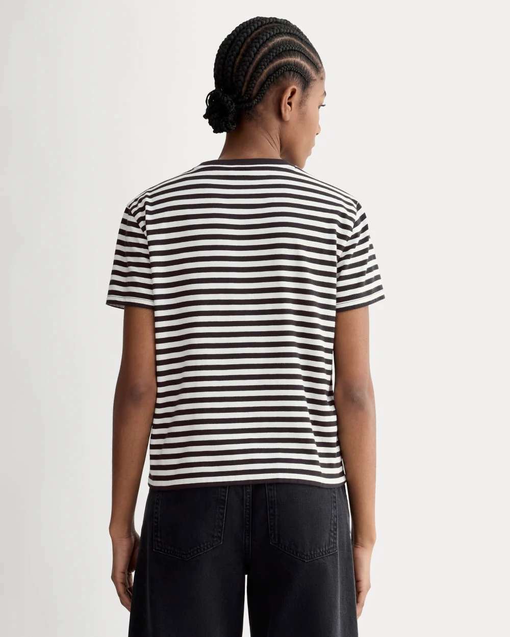 The Box-Cut Tee in Essential Cotton | Black / Bone | No Pocket - Image 4