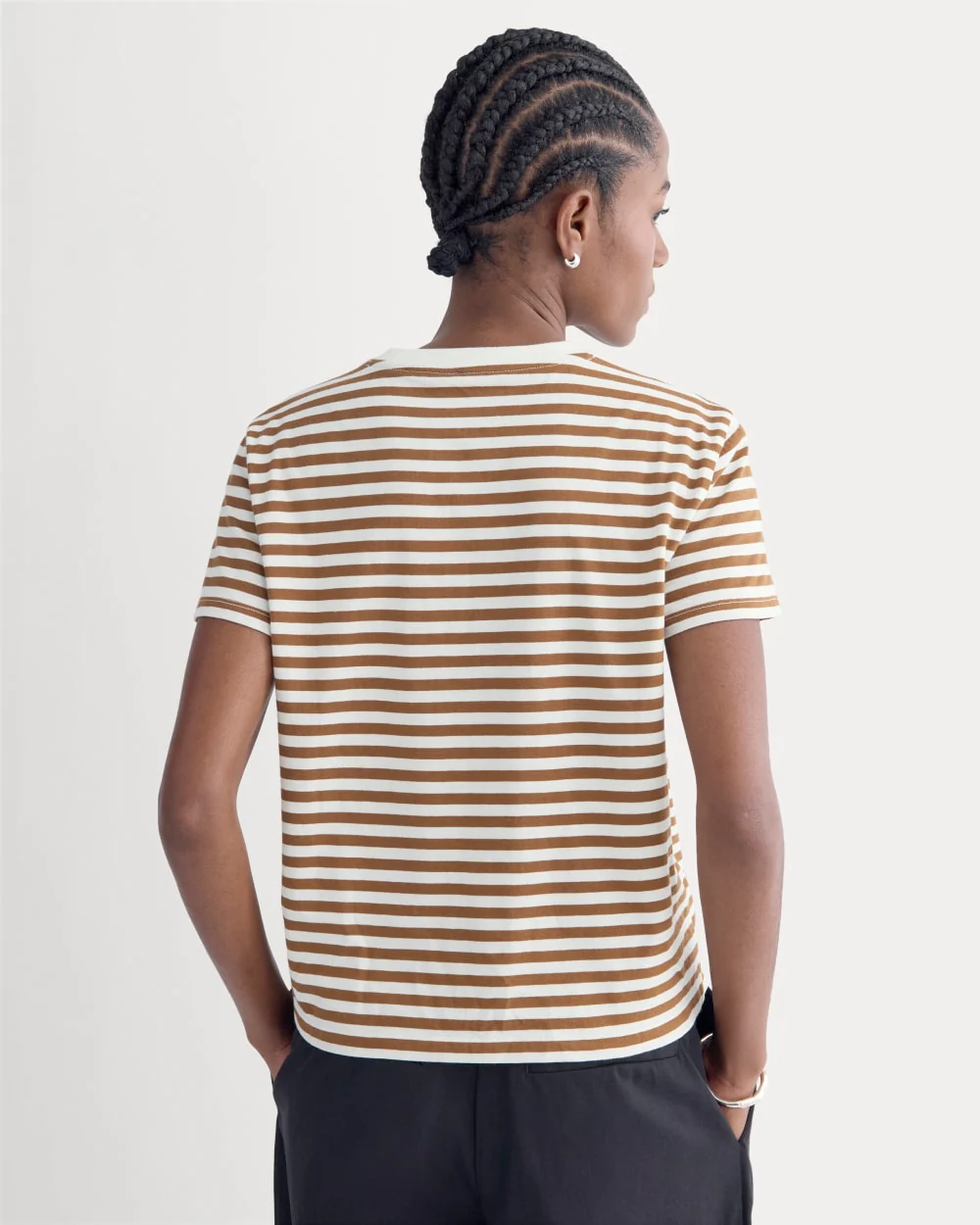 The Box-Cut Tee in Essential Cotton | Bone/Toffee | No Pocket - Image 4