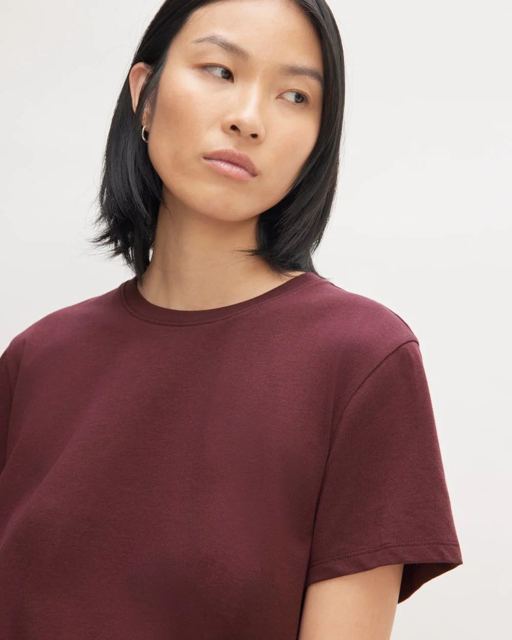 The Box-Cut Tee in Essential Cotton | Burgundy | No Pocket - Image 3