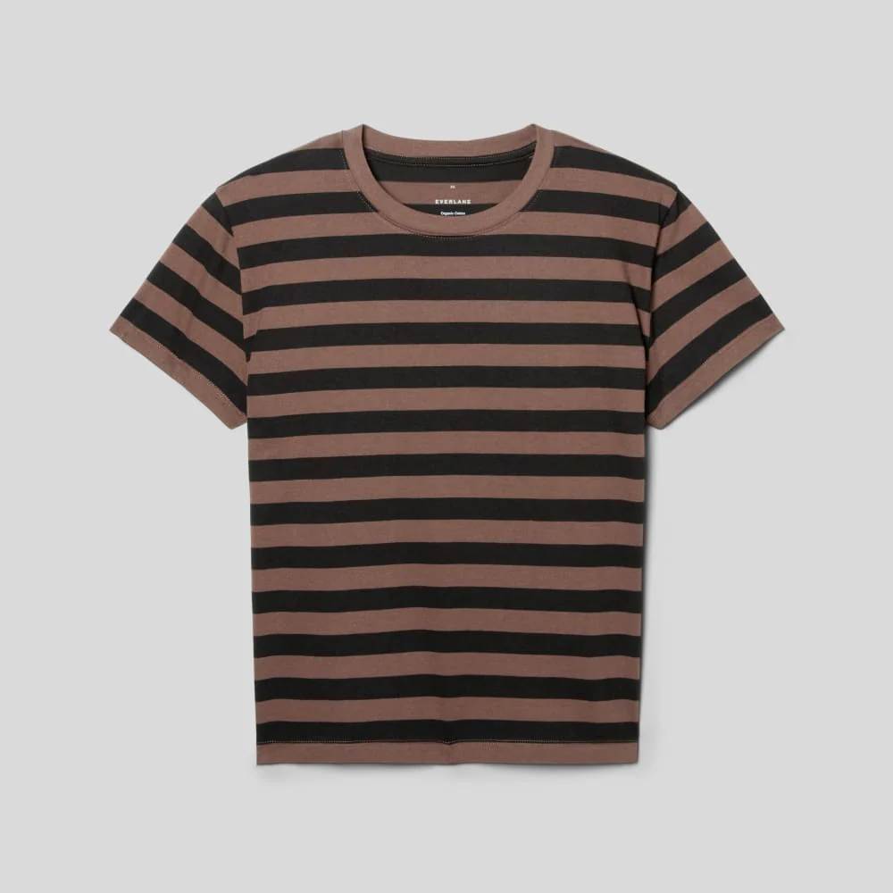 The Box-Cut Tee in Essential Cotton | Chocolate Brown / Black | No Pocket - Image 2