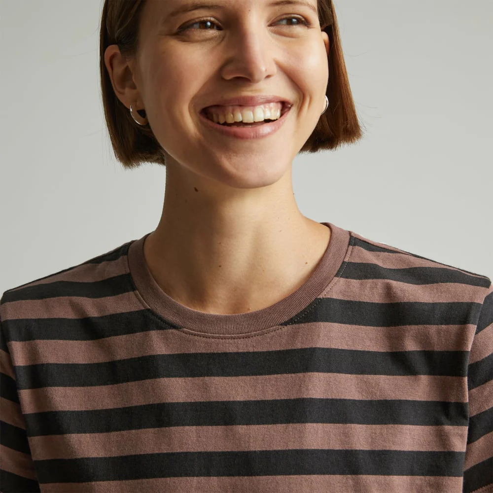 The Box-Cut Tee in Essential Cotton | Chocolate Brown / Black | No Pocket - Image 4