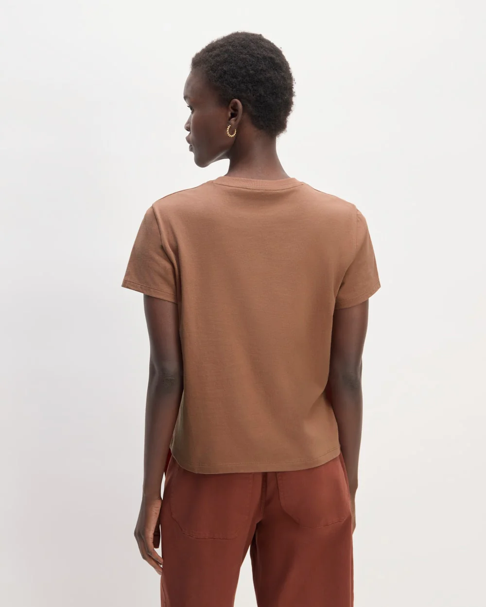 The Box-Cut Tee in Essential Cotton | Carob Brown | No Pocket - Image 4
