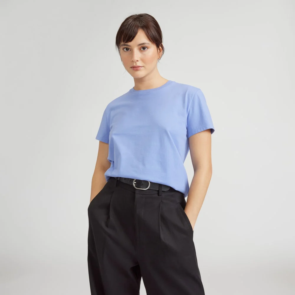 The Box-Cut Tee in Essential Cotton | Cornflower Blue | No Pocket