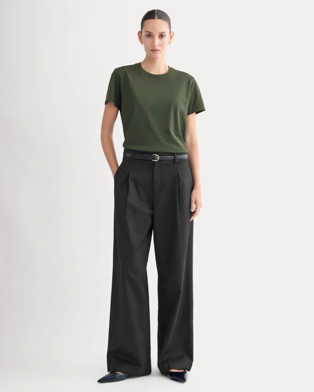 The Box-Cut Tee in Essential Cotton | Dark Green | No Pocket - Image 3