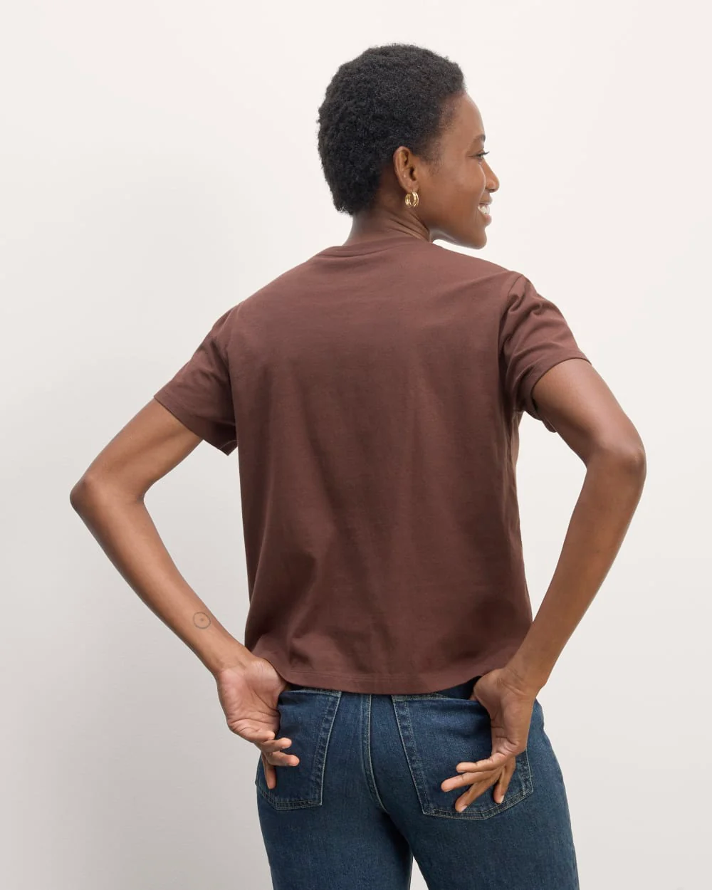 The Box-Cut Tee in Essential Cotton | Dark Mahogany | No Pocket - Image 4