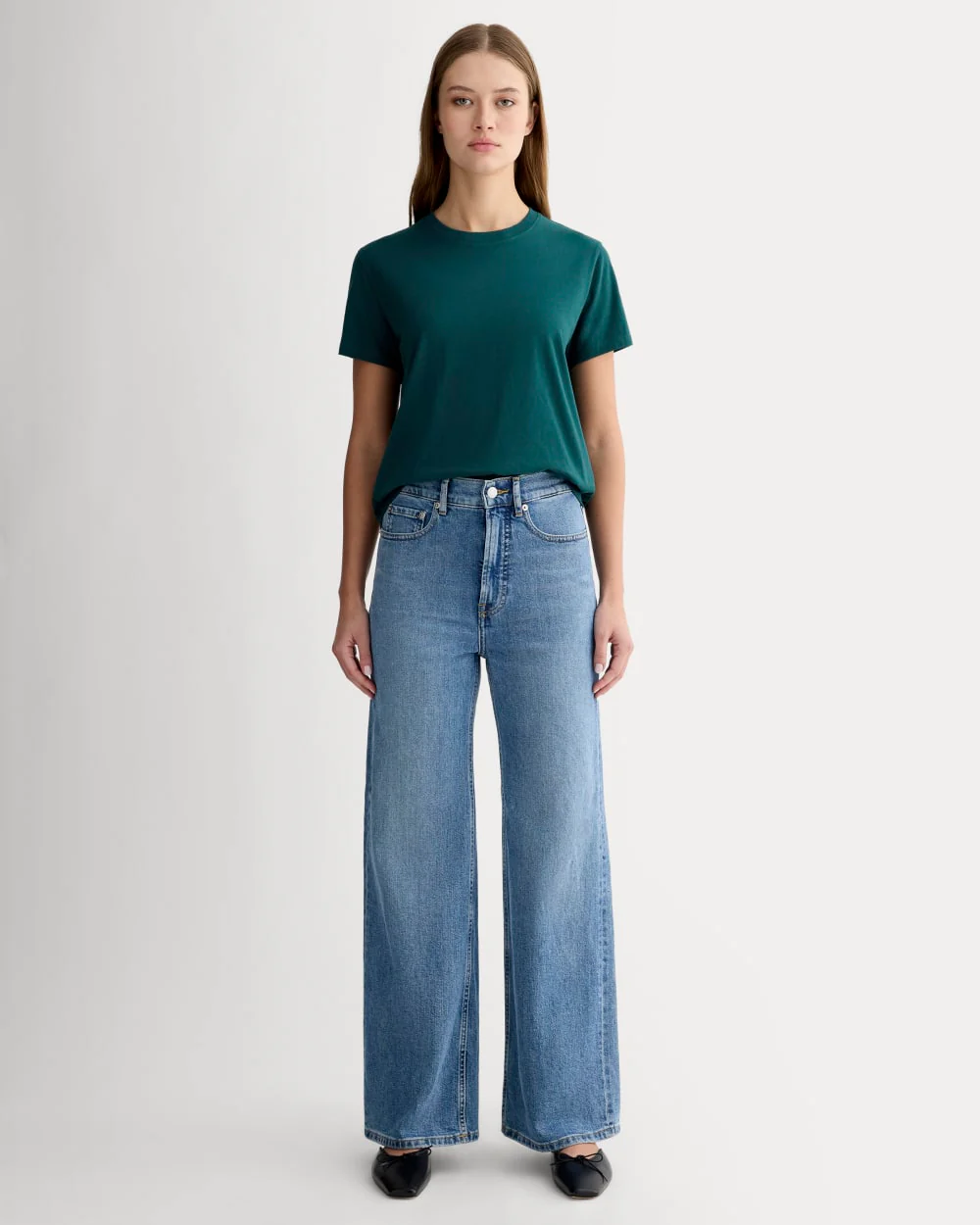 The Box-Cut Tee in Essential Cotton | Dark Sea | No Pocket - Image 3