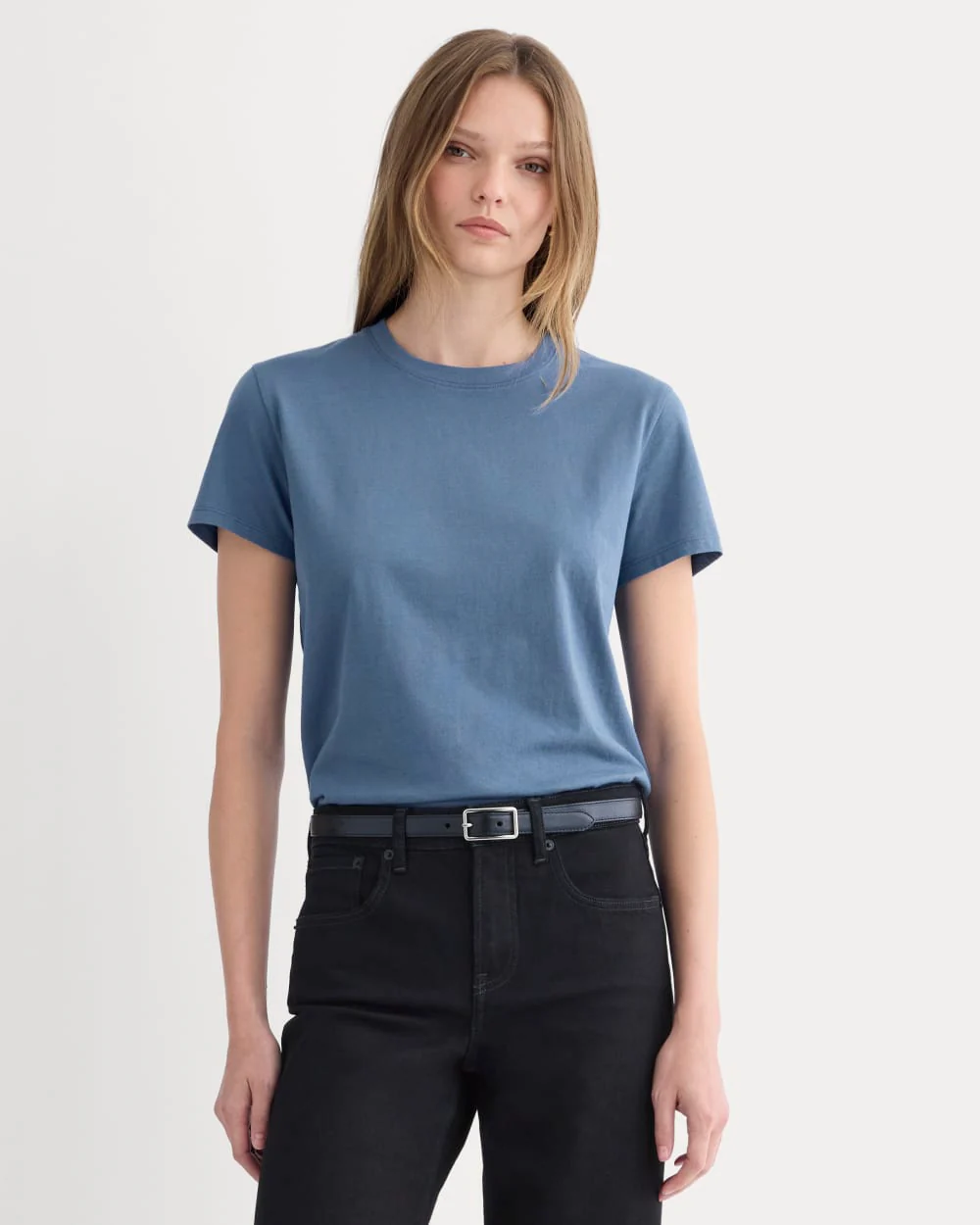 The Box-Cut Tee in Essential Cotton | Faded Navy | No Pocket