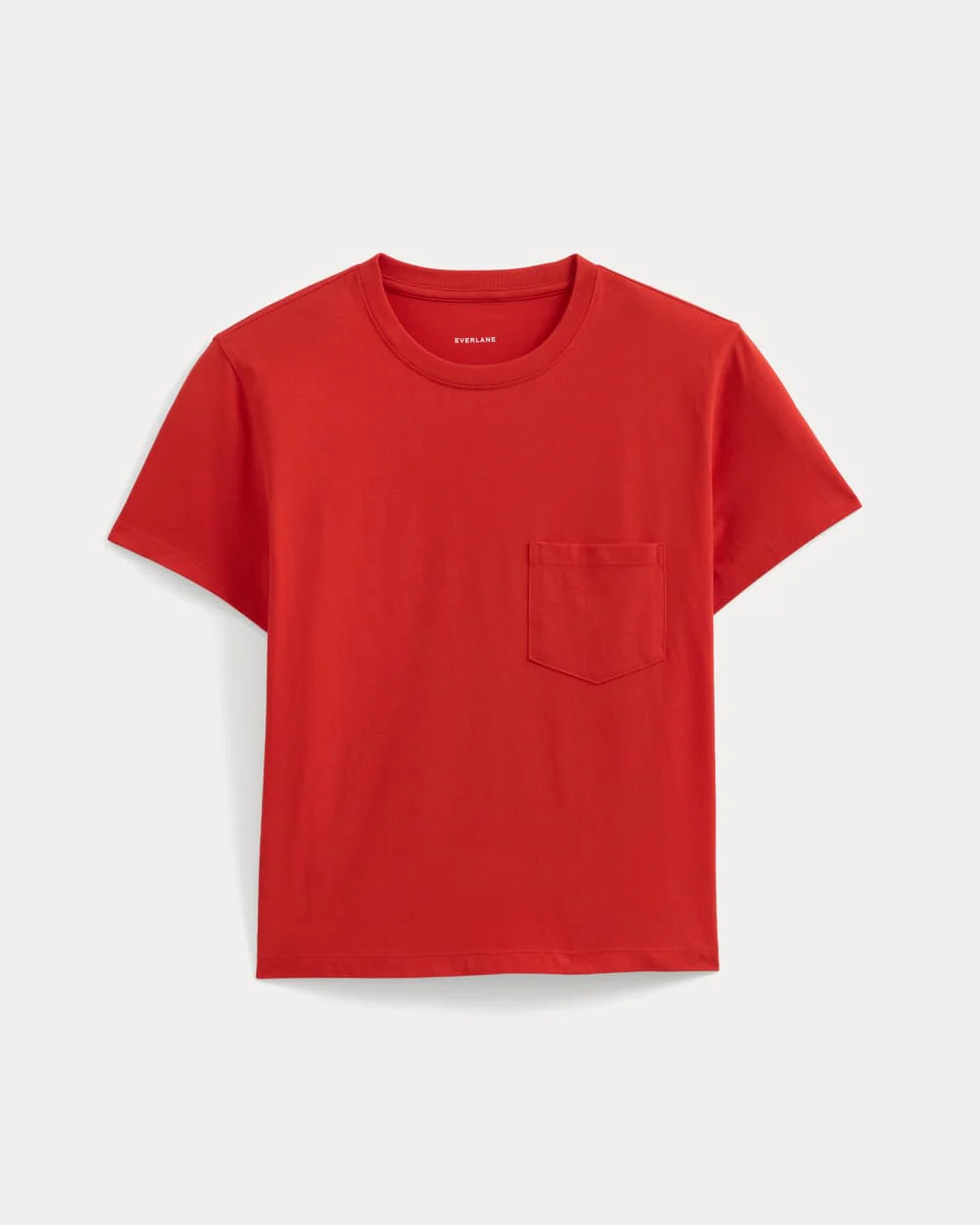 The Box-Cut Tee in Essential Cotton | Fiery Red | Pocket - Image 2